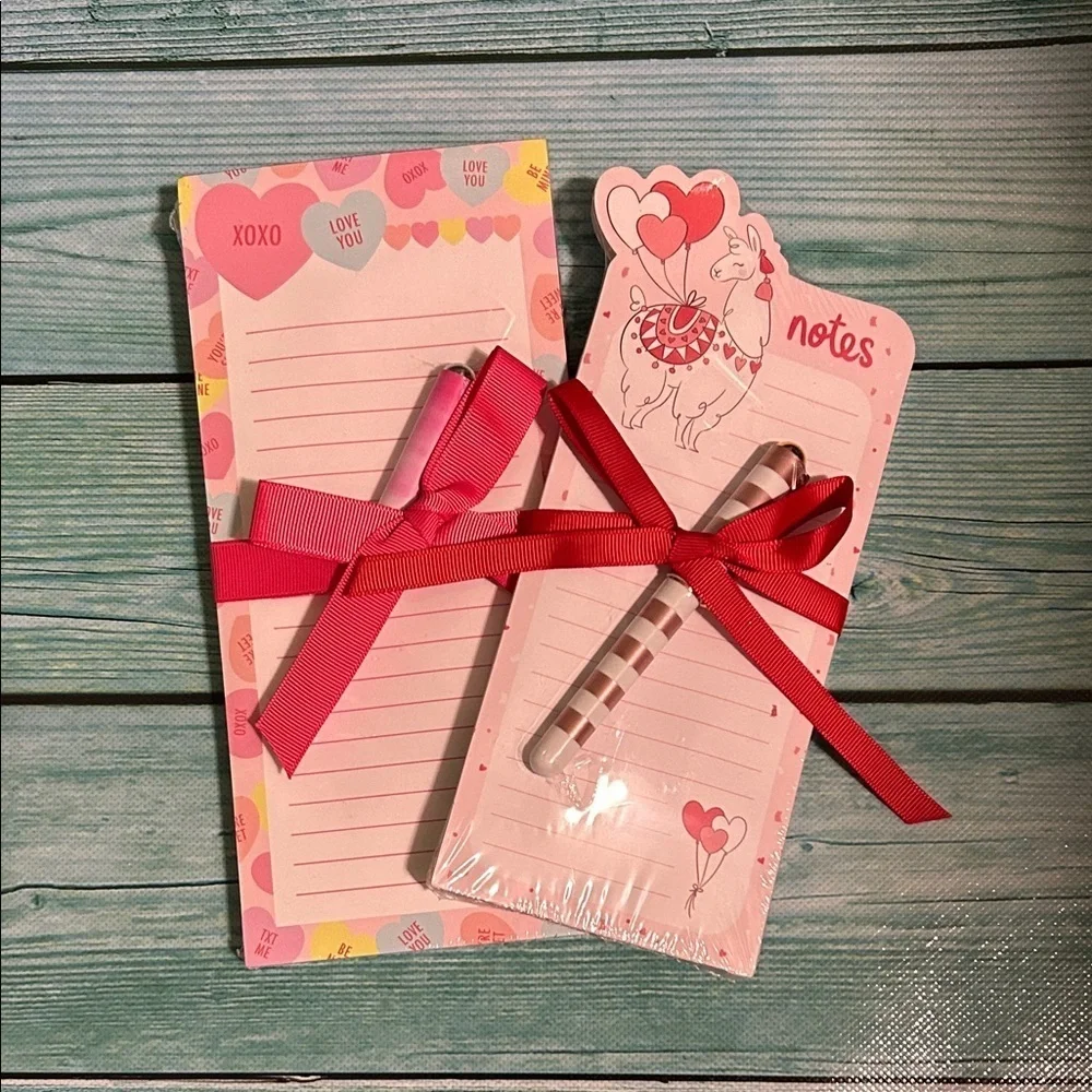 Cute Llama and Heart Notepads with Red Bows